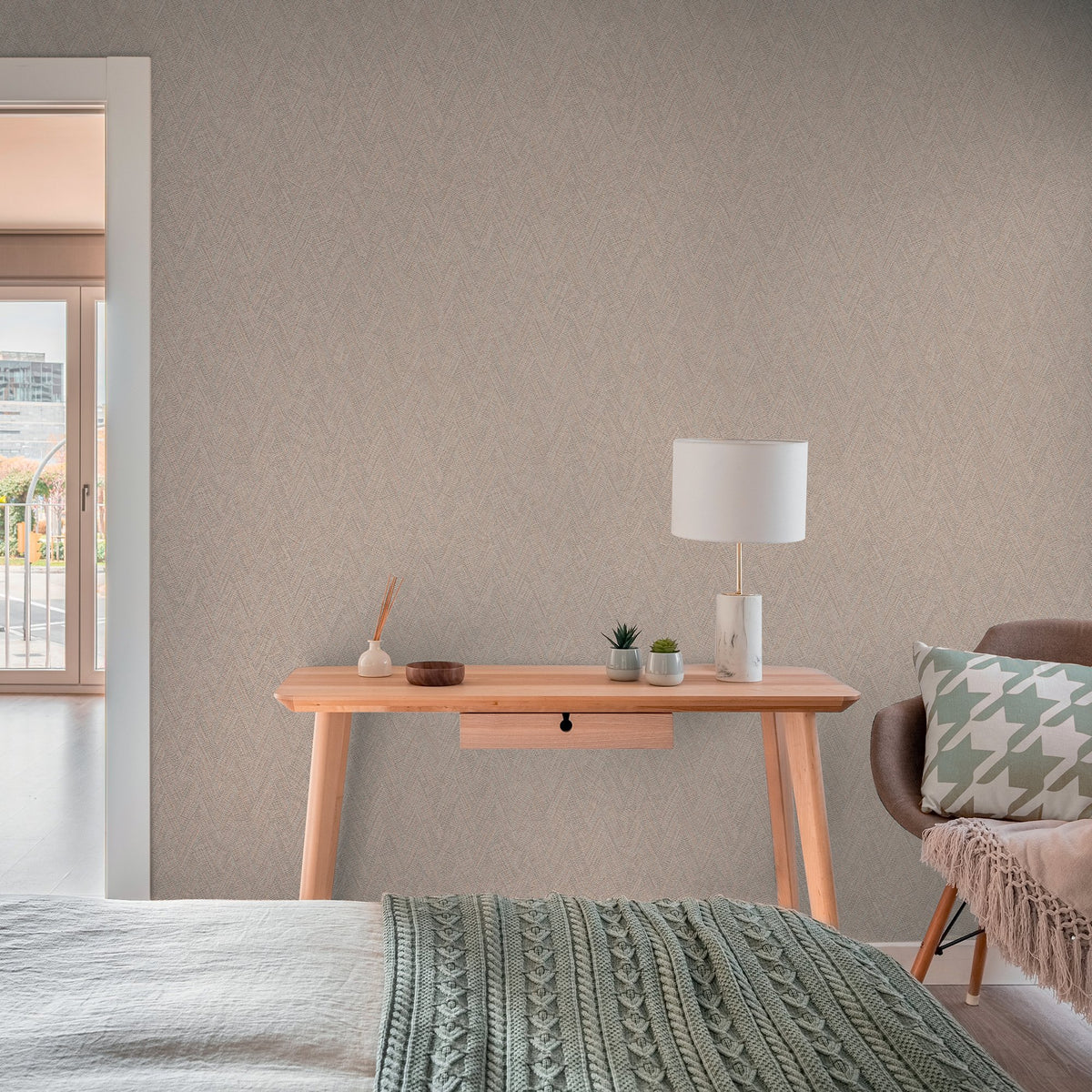 Galerie Hygge Home Herringbone Weave Motif Wallpaper