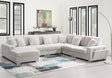 Deep brown ribbed shaggy velvet U-shaped sectional sofa front view