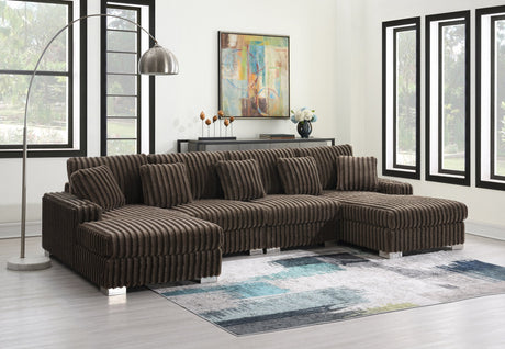 Hilton brown velvet sectional top view of L-shape