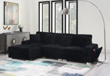 Bale Ribbed Velvet Sectional Sofa in Cream White with Chrome Base