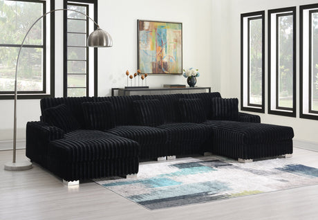 Hilton Ribbed Velvet L-Shape Sectional Sofa in Brown front view