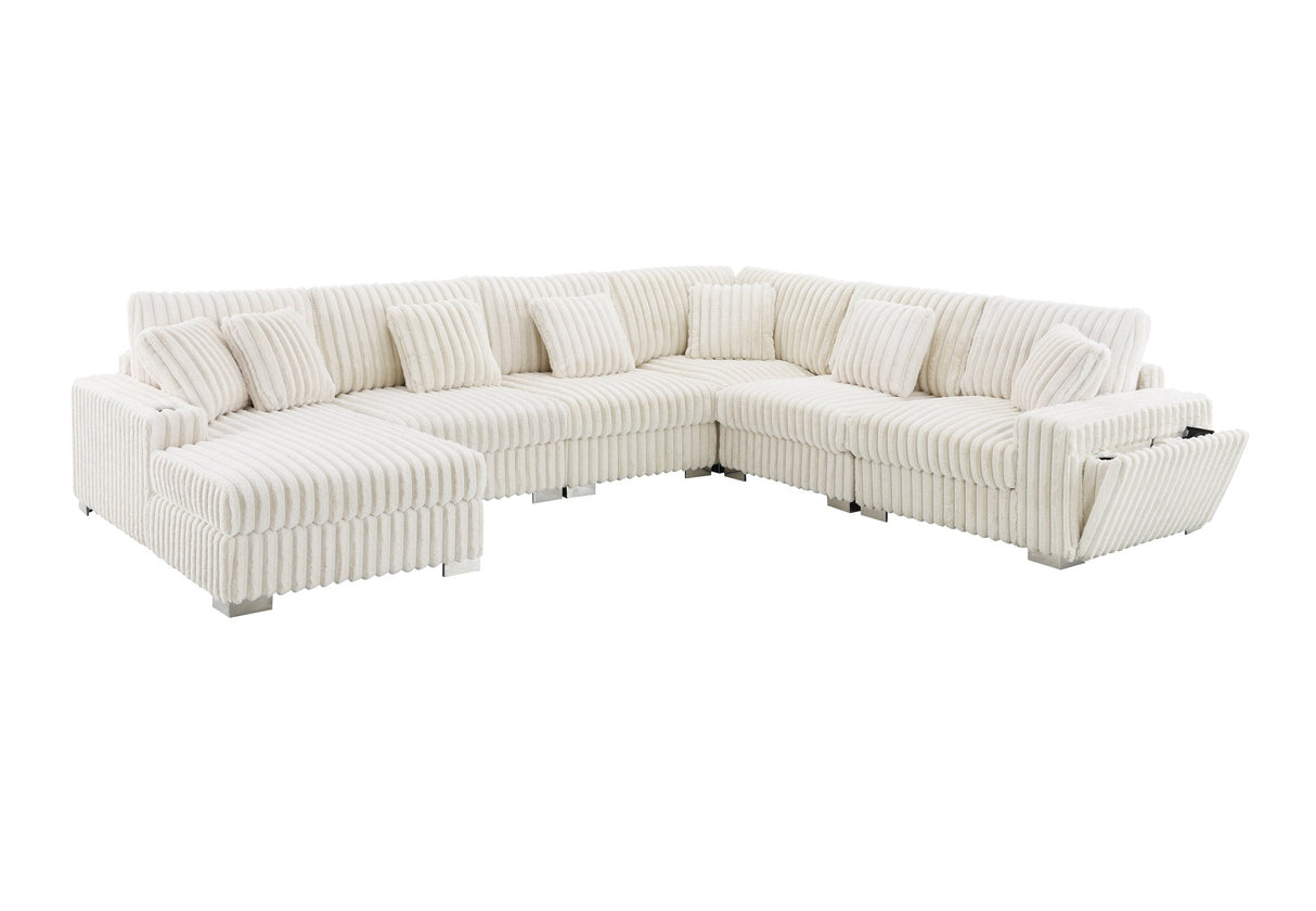 FOAK deep brown velvet sectional with plush throw pillows