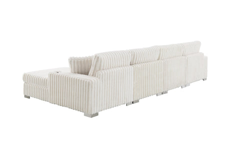 FOAK Hilton brown velvet sectional in a modern living room setting