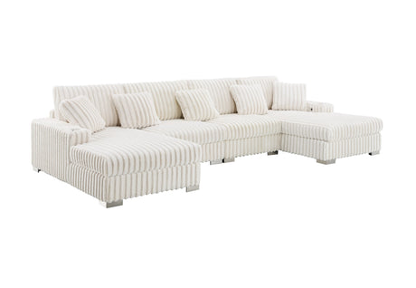 Durable ribbed velvet fabric on a contemporary sectional sofa
