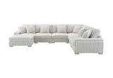 Ribbed velvet upholstery detail on a modern brown sectional