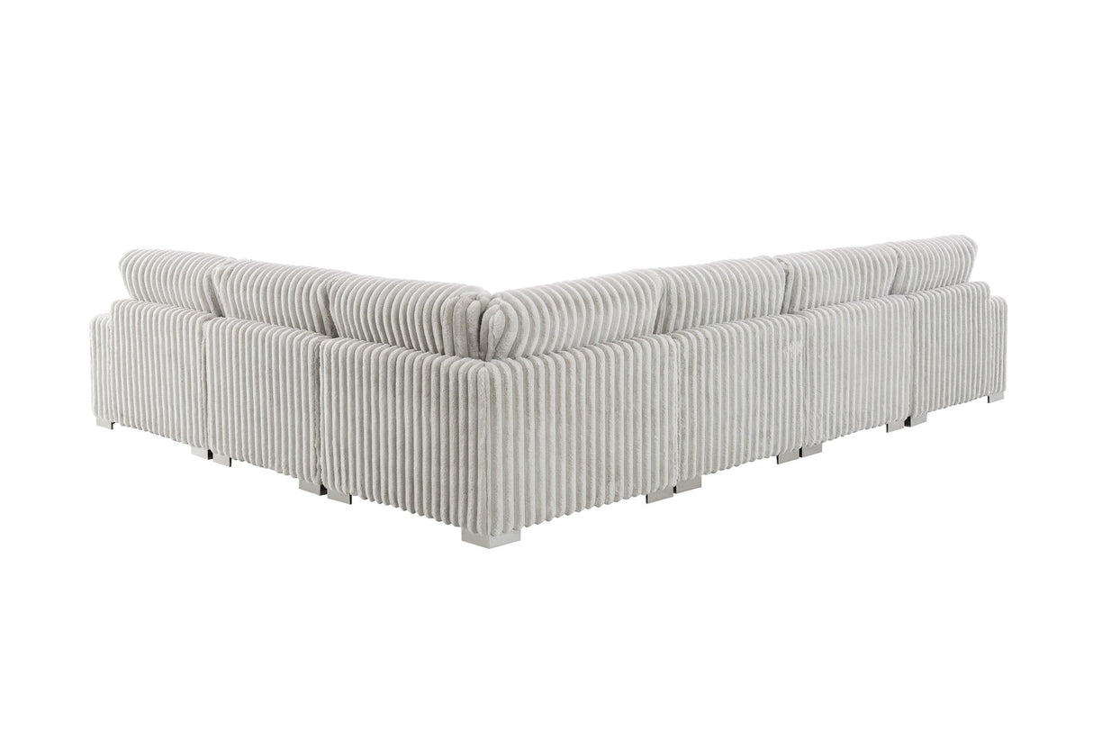 FOAK brand modern brown velvet sectional with throw pillows