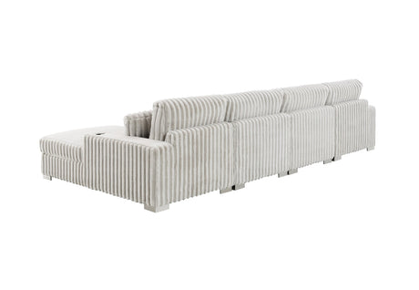 Hilton series brown ribbed velvet sectional side profile