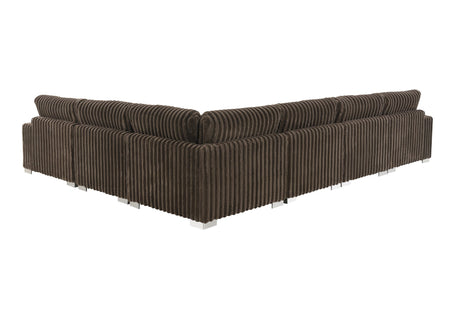 Sturdy wood frame construction of brown velvet sectional