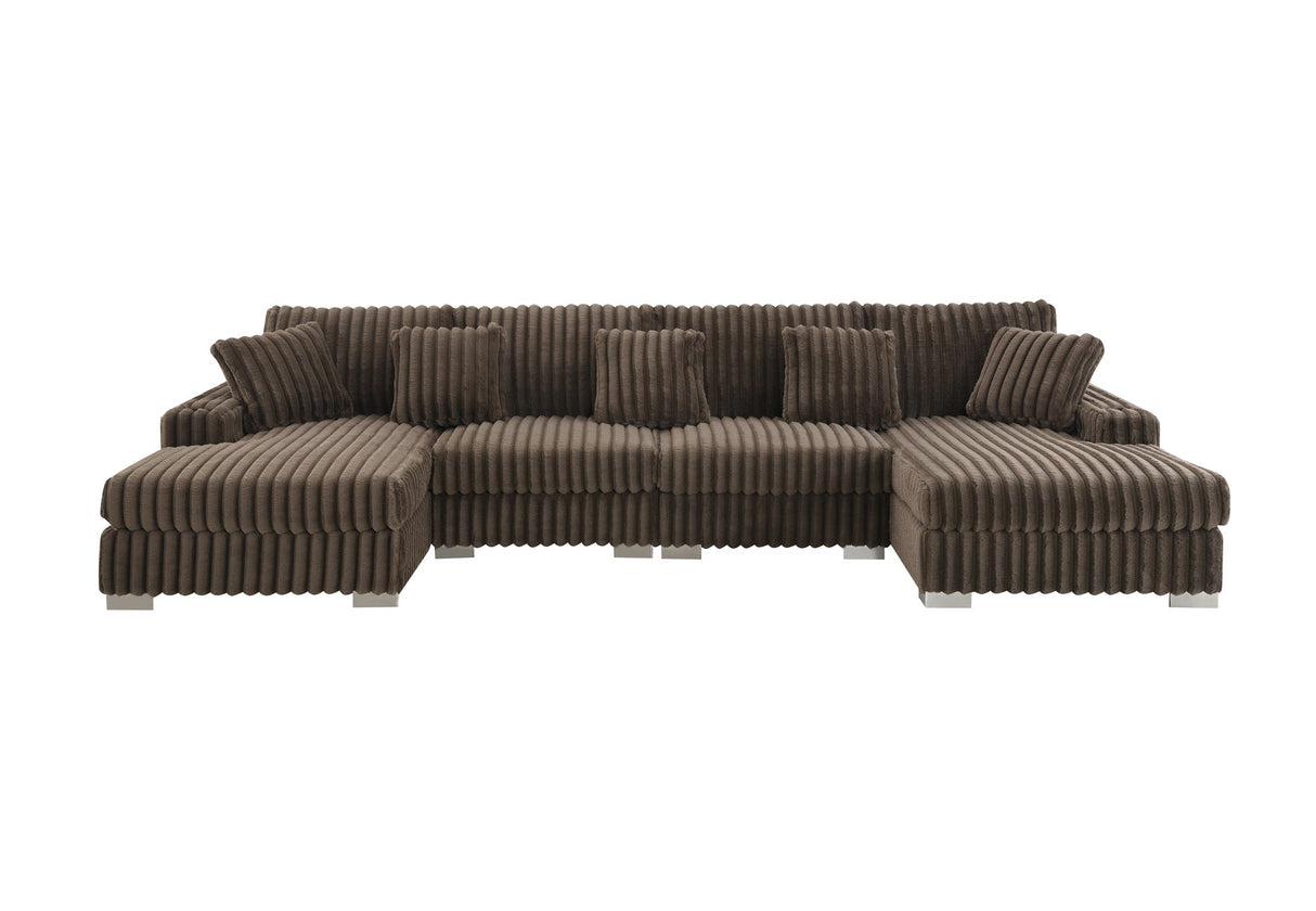FOAK contemporary sectional with plush brown velvet