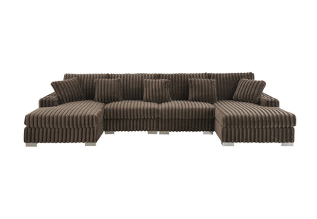 FOAK contemporary sectional with plush brown velvet