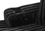 View of the sectional showing clean lines and textured upholstery