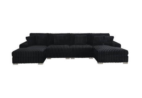 Close-up of ribbed velvet upholstery on FOAK sectional