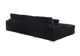 Front View of FOAK Bale Velvet Sectional with Coordinating Pillows