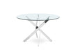 Minimalist Emilia Dining Table with a sleek metal pedestal base in a gold finish, ideal for compact dining areas.
