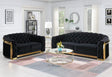 Bronx II contemporary sofa and matching loveseat upholstered in neutral performance fabric.