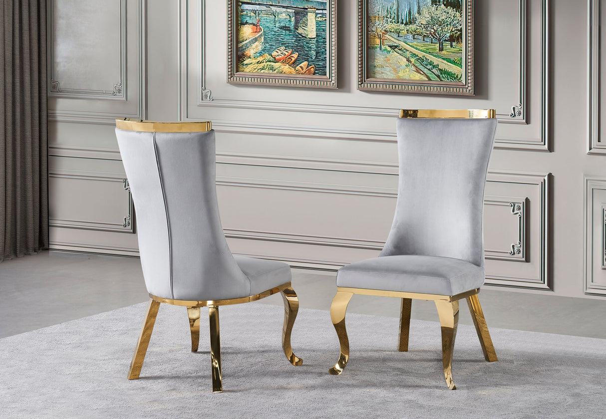 Detail view of black performance velvet upholstery and silver metal leg construction.