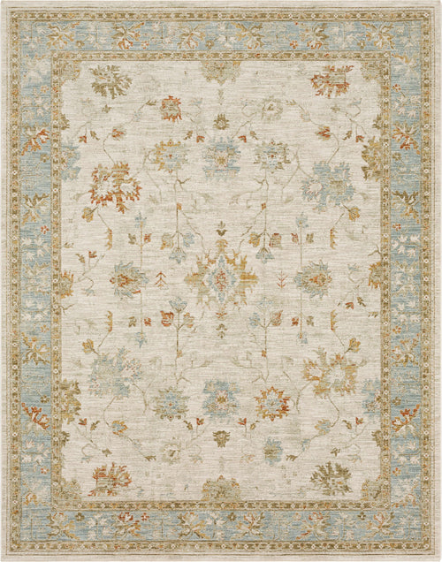 Adalia Iznik Cream Traditional Area Rug - Machine Woven Polyester, Made in Turkey