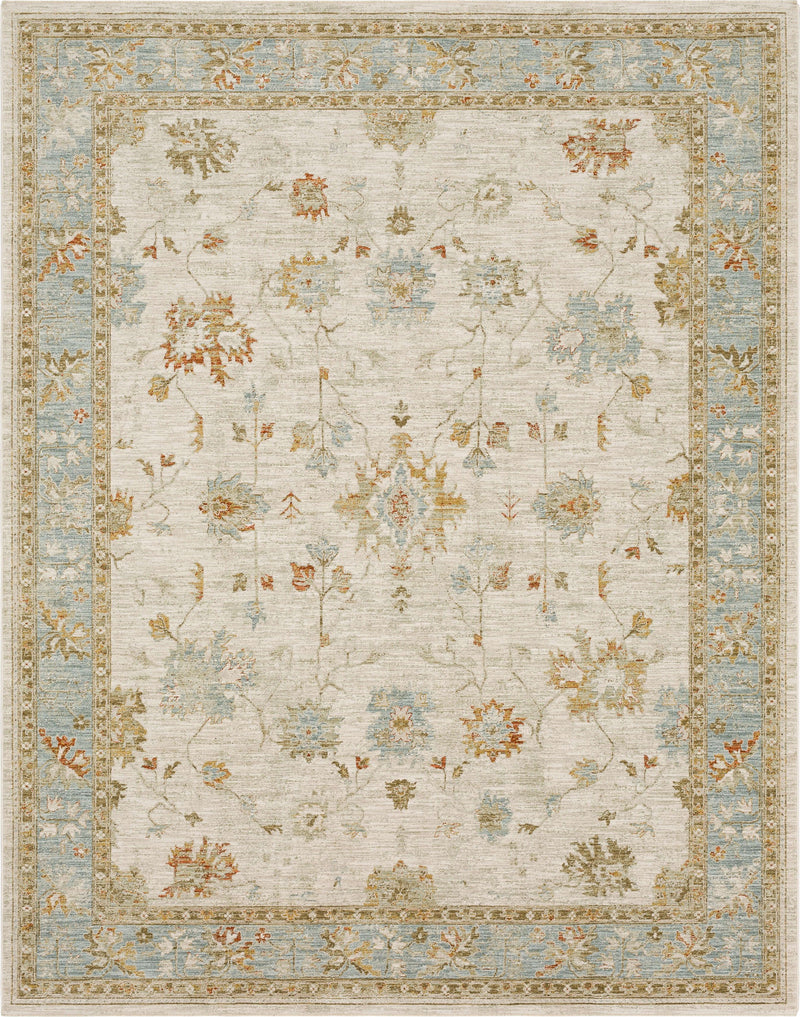 Adalia Iznik Cream Traditional Area Rug - Machine Woven Polyester, Made in Turkey