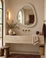 Klaryss Woven Neutral Floral Jacquard Wall Mirror - Organic Modern & Sculptural Decor