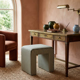 Byron Square Cotton Jute Ottoman with Striped Upholstery - Modern Coastal & Living Room Footstool