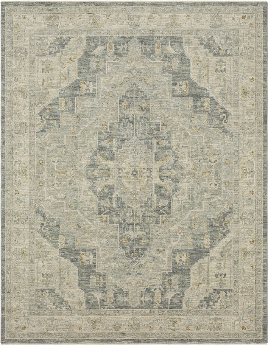 Karastan Adalia Kumra Dark Grey Traditional Area Rug - Machine Woven Polyester, Made in Turkey