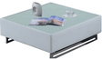 430 Square Leather Coffee Table with Glass Top