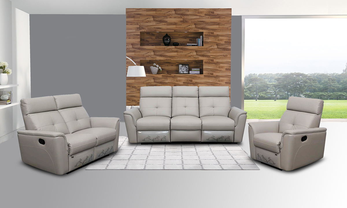 8501 Italian Leather Reclining Sofa, Loveseat & Chair