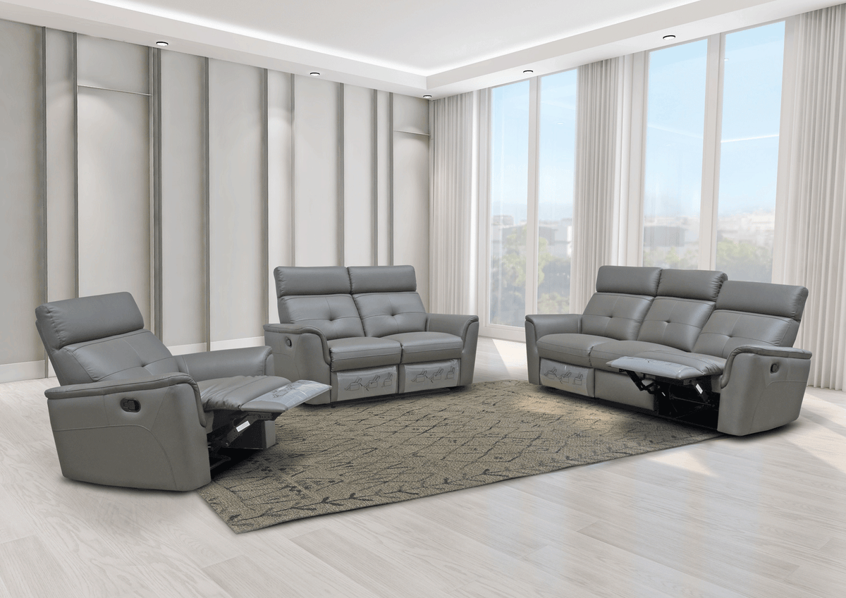 8501 Italian Leather Reclining Sofa, Loveseat & Chair
