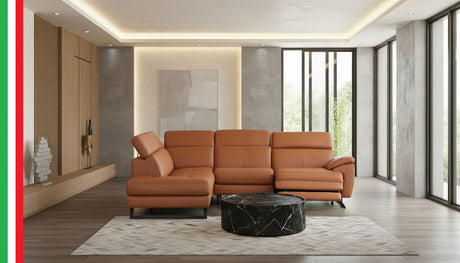Gea Italian Full Leather Sectional with Recliner by Nicoletti
