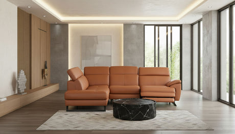 Gea Italian Full Leather Sectional with Recliner by Nicoletti