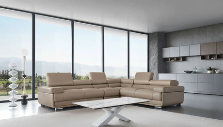 2119 Modular Leather Sectional with Adjustable Headrests
