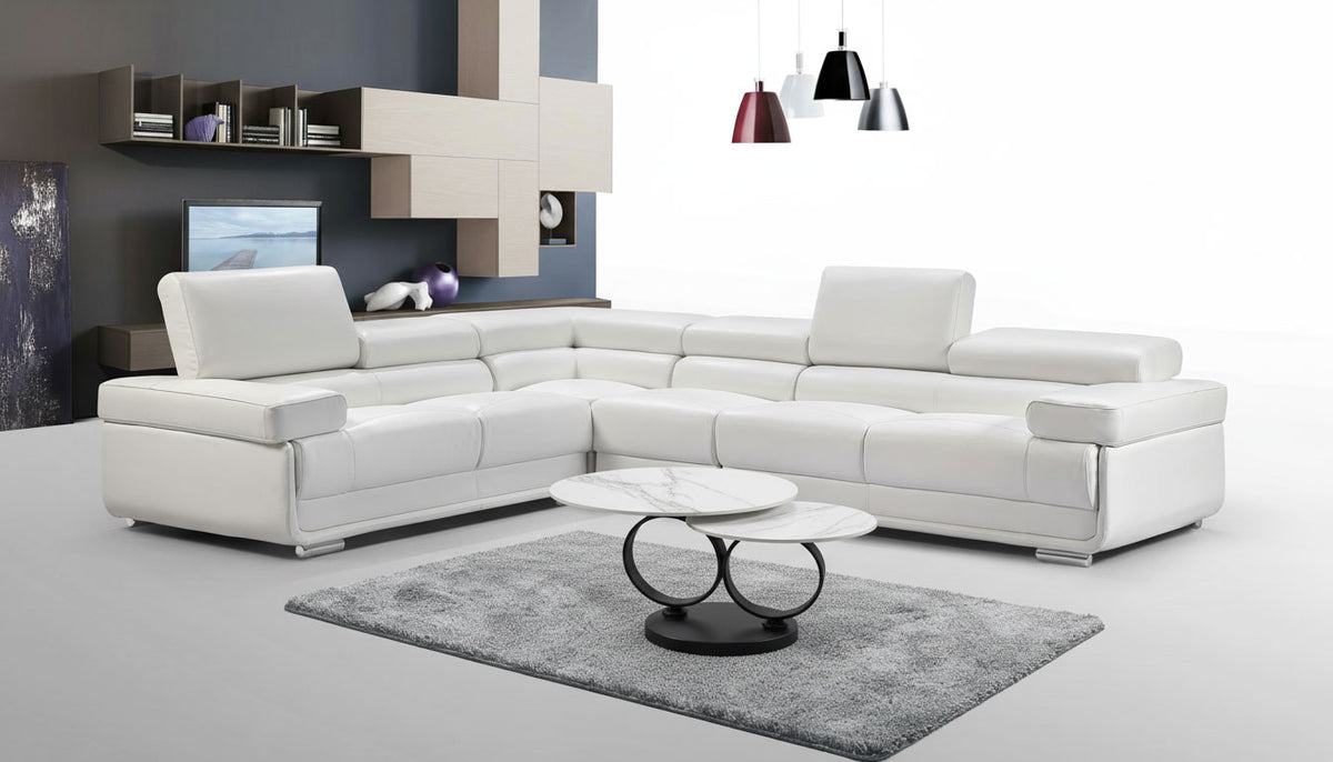 2119 Modular Leather Sectional with Adjustable Headrests