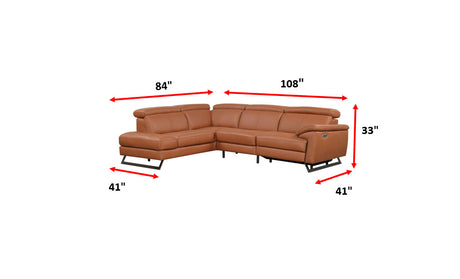 Gea Italian Full Leather Sectional with Recliner by Nicoletti
