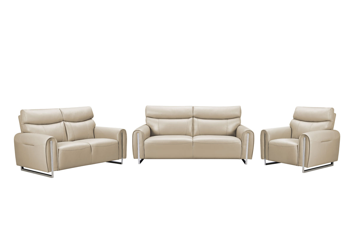 6053 Modern Leather Sofa, Loveseat & Chair