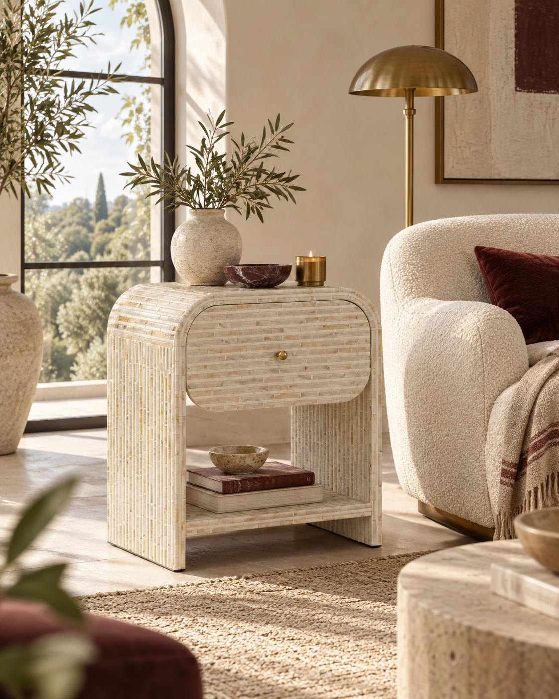 Borno 20" Mother of Pearl Nightstand