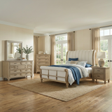 Marina Rich Wood Finish Sleigh Bedroom Set with Storage Pieces