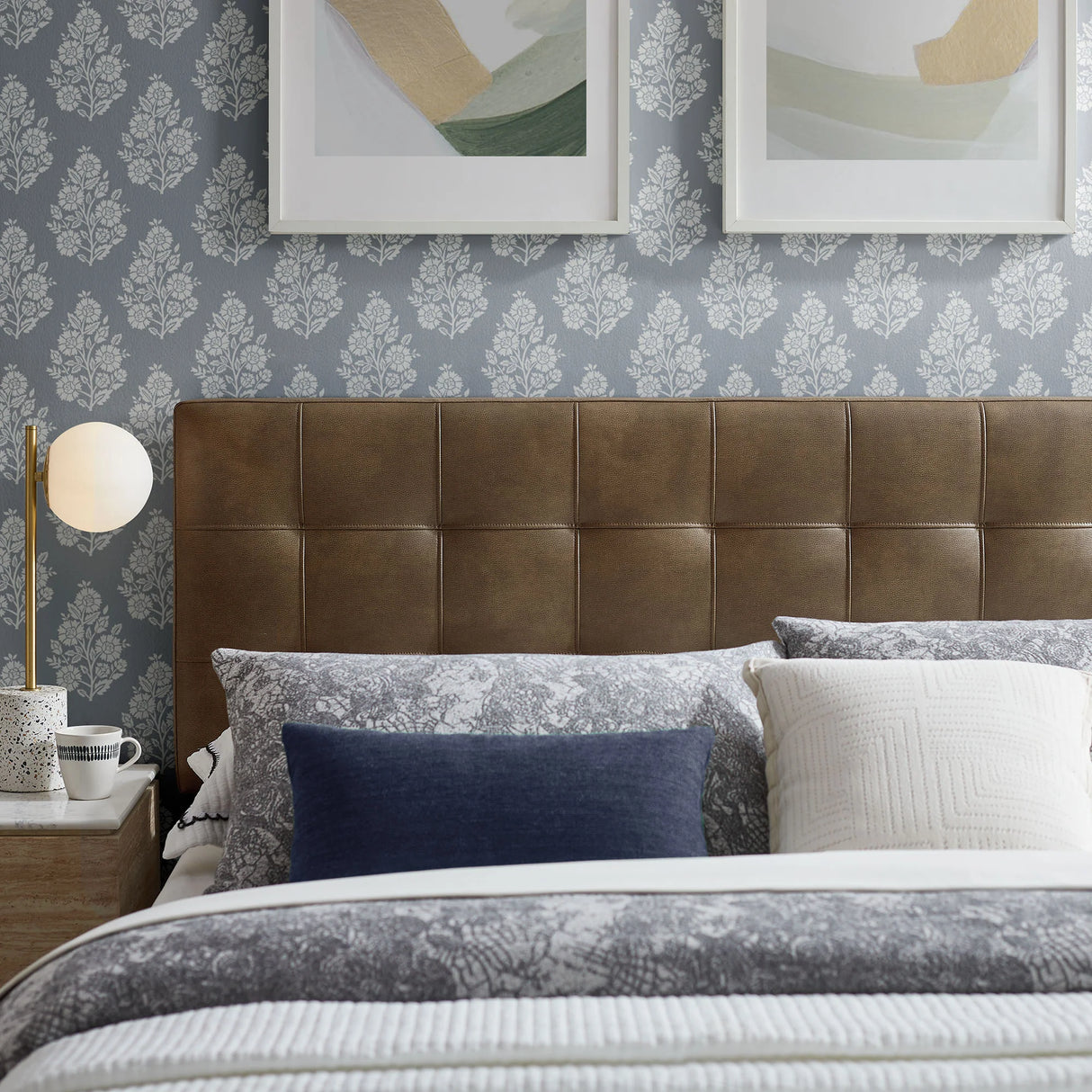 Lily Tufted Vegan Leather Headboard - Adjustable Height Upholstered Bed Back - Twin Full Queen King