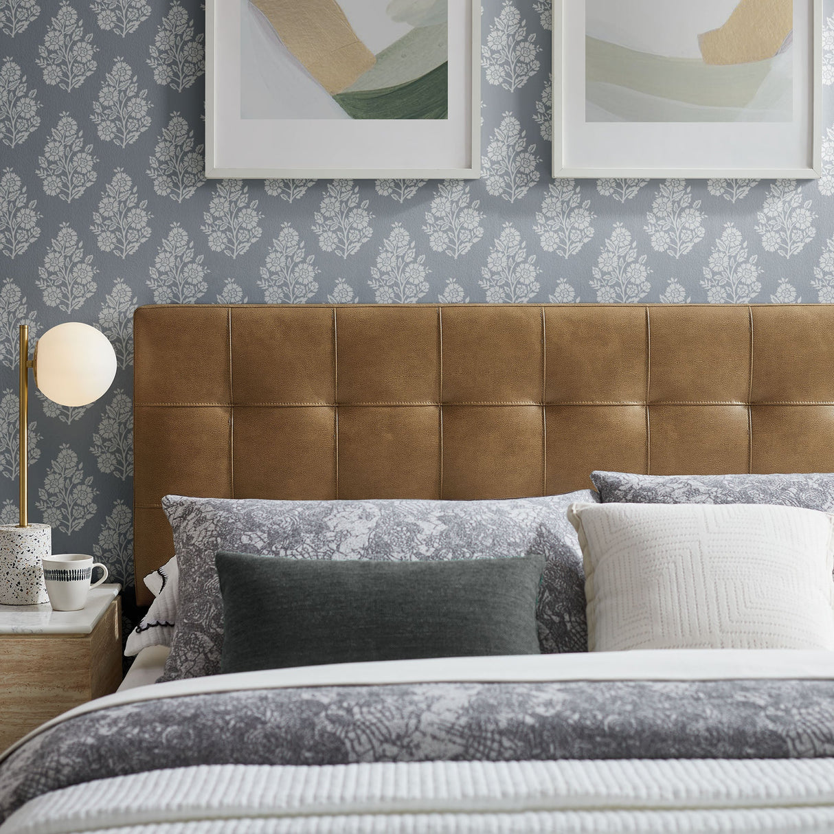 Lily Tufted Vegan Leather Headboard - Adjustable Height Upholstered Bed Back - Twin Full Queen King