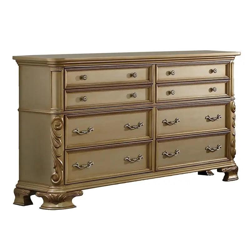 Grand Traditional Miranda Ornate Gold Finished Master Bedroom Set