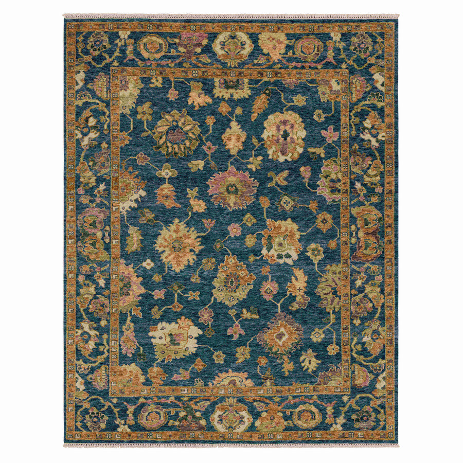 Karastan Percival Morgan Blue Area Rug - Hand Knotted Wool, Made in India
