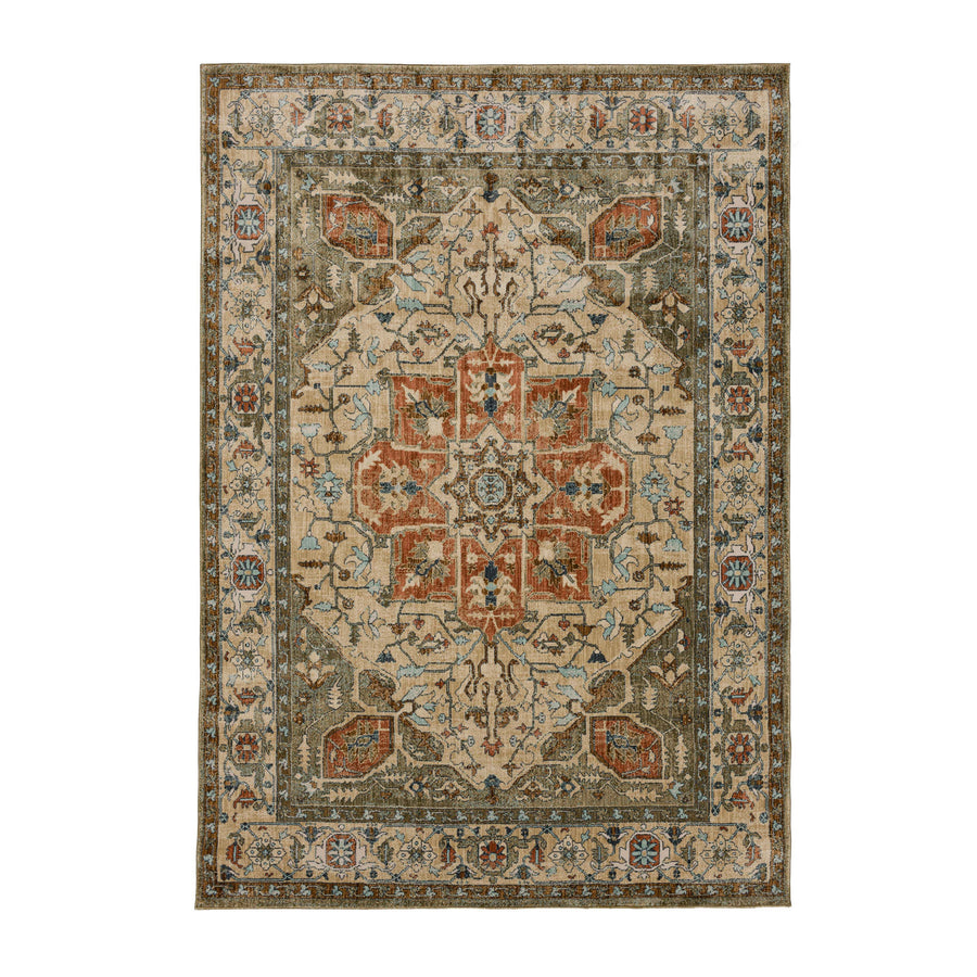 Karastan Alhambra Myrtles Fern Traditional Area Rug - Machine Woven Polyester, Made in Turkey