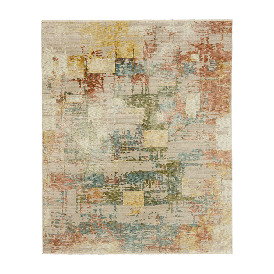 Karastan Memento Nostalgic Cream Modern/Contemporary Area Rug - Machine Woven Polyester, Made in Turkey