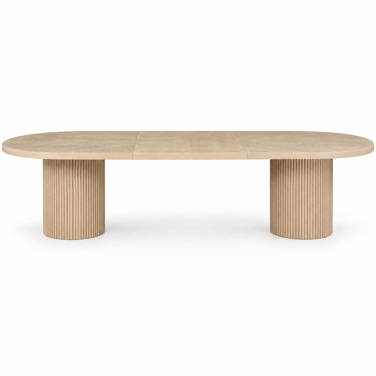 Extendable Oval Dining Table & Boucle Chairs, 5-Piece Dining Set Mid-Century Modern Double Pedestal