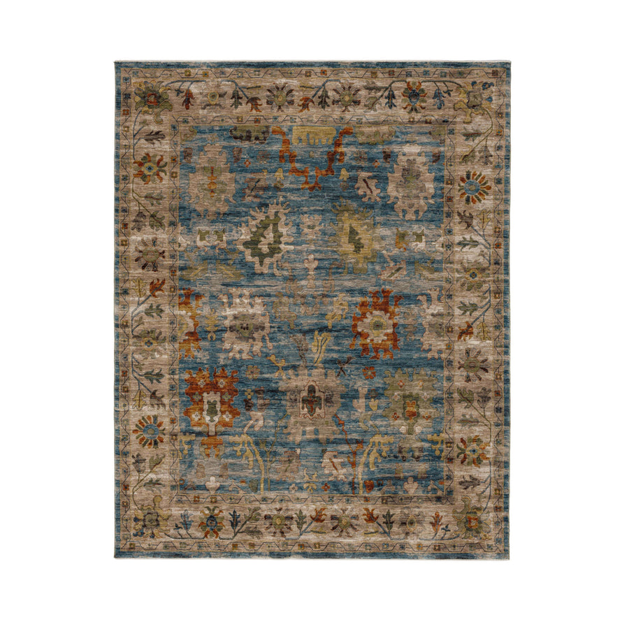 Karastan Liora Othello Azure Traditional Area Rug - Machine Woven Polyester, Made in Turkey