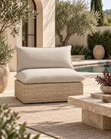 Cali Wicker Outdoor Armless Chair with Performance Fabric Cushions - Modern Patio & Modular Seating