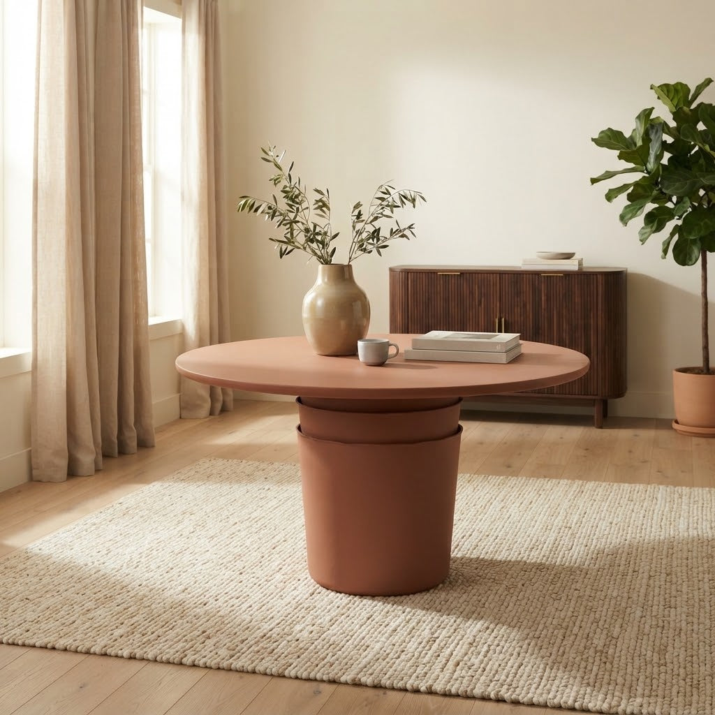 Margot 54-Inch Round Concrete Indoor Outdoor Dining Table - Wabi-Sabi & Patio Dining