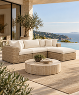 Cali 4-Piece Performance Fabric & Wicker Outdoor Sectional - Modern Coastal Modular Seating