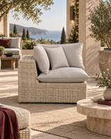 Cali Wicker Outdoor Corner Chair with Performance Fabric - Modern Patio & Modular Seating