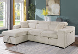 Detail of the low-profile legs and base construction of the sofa