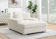 Front view of Luna Ribbed White Oversized Chaise Lounge Chair with modern ribbed fabric.